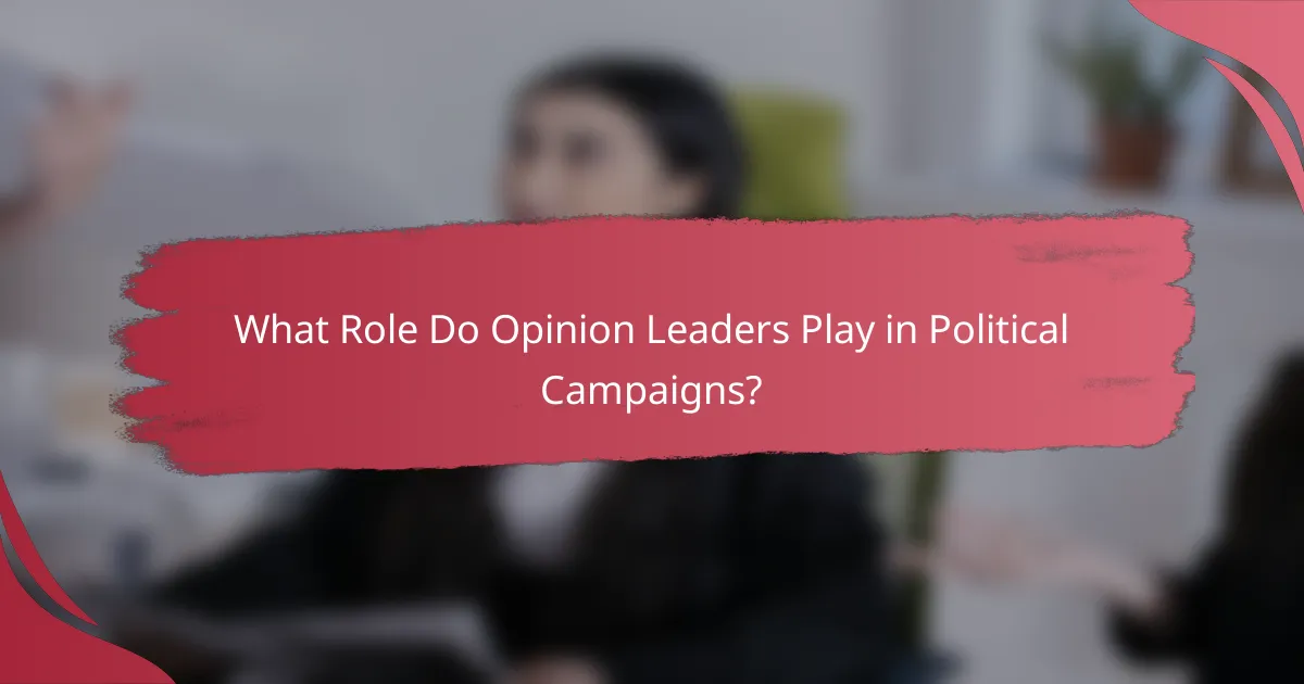 What Role Do Opinion Leaders Play in Political Campaigns?